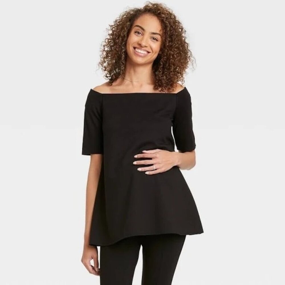 The Nines by Hatch Maternity Tunic Women’s Small Black Short Sleeve